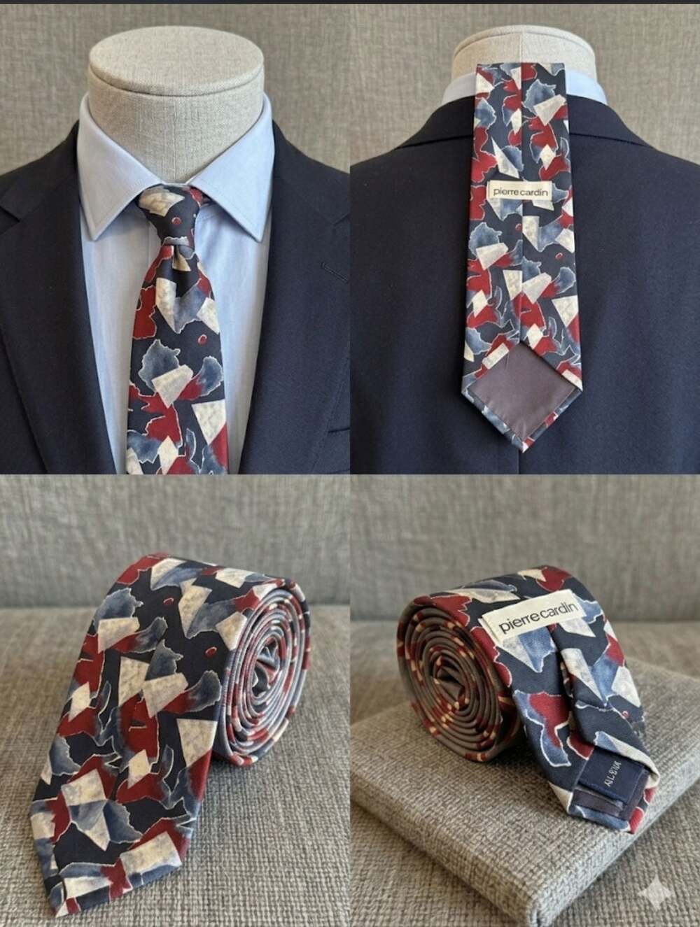 Pierre Cardin Vintage All Silk Abstract Geometric Necktie